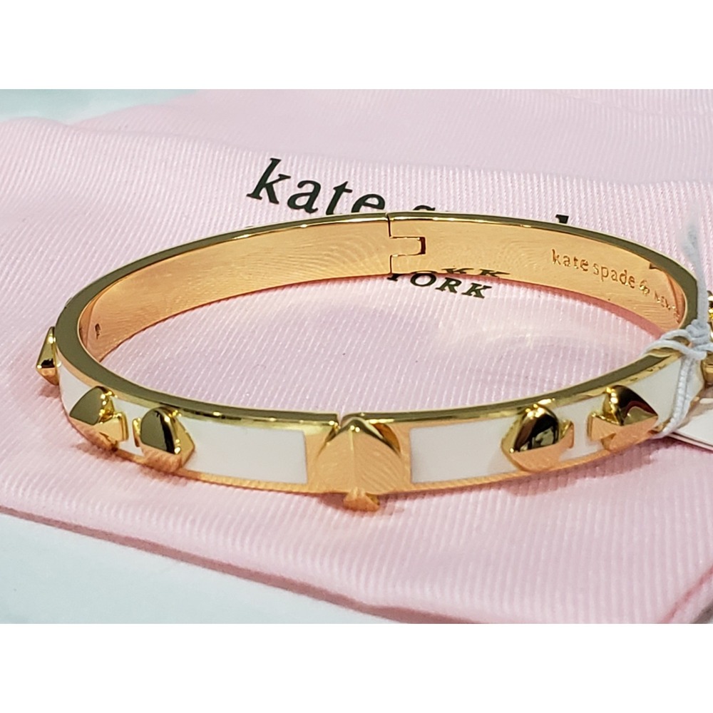 NEW Kate Spade New York Gold Tone & White Bracelet Heritage Spade Multi bangle